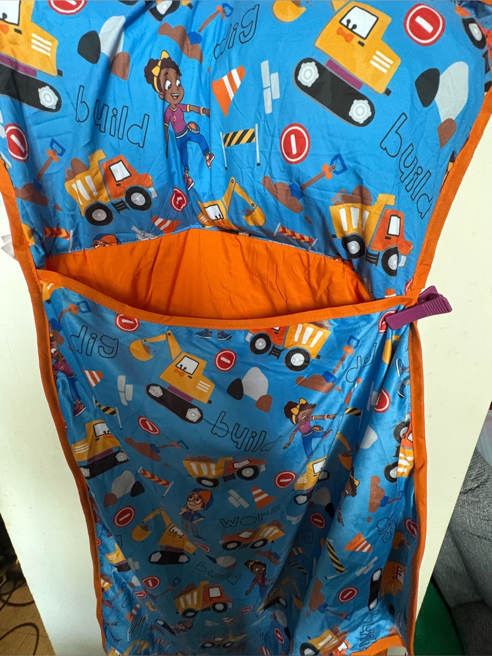 Blippi moonbug Blue and Orange Construction Truck nap mat for Kids